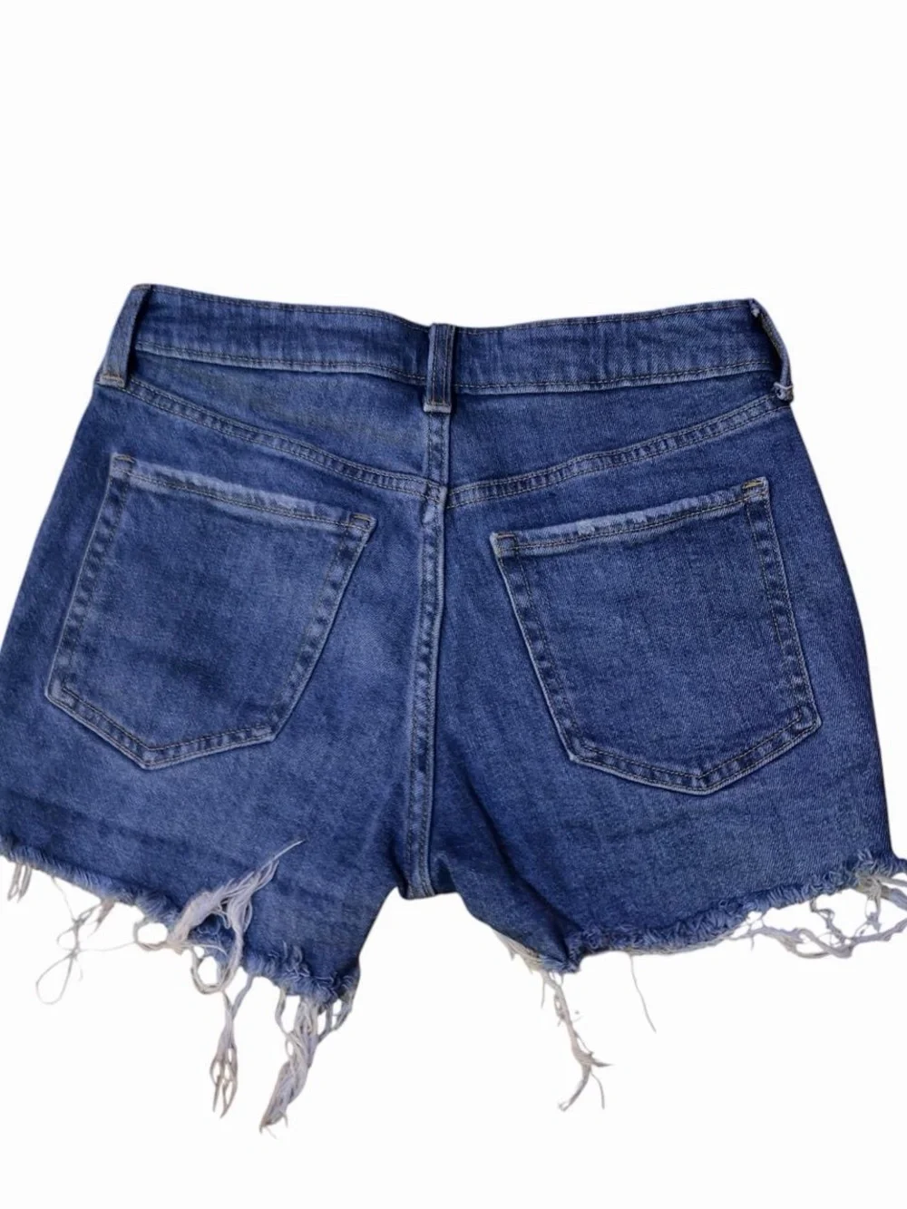 Old Navy OG Straight high rise distressed denim cutoff shorts medium wash raw
